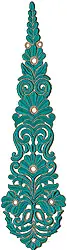 Designer Long Embroidered Patch with Metallic Thread Outline