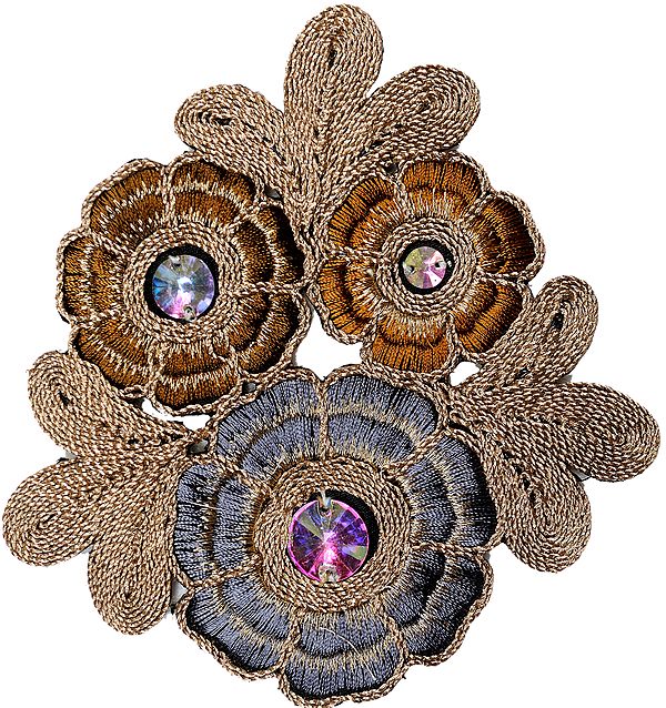 Ari-Embroidered Floral Patch with Beadwork
