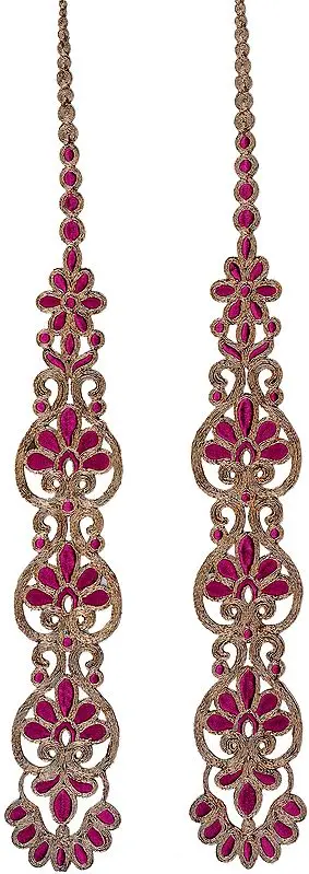 Long Cutwork Patch with Metallic Thread Embroidery