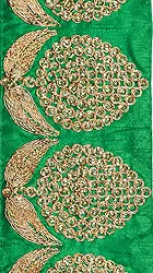 Fabric Border with Metallic Thread Embroidery and Sequins