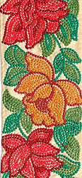 Fabric Border with Embroidered Fowers