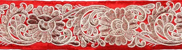 Floral Border with Metallic Thread Embroidery