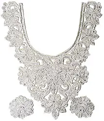 Kurti Neck Patch with Metallic Threadwork and Crystals