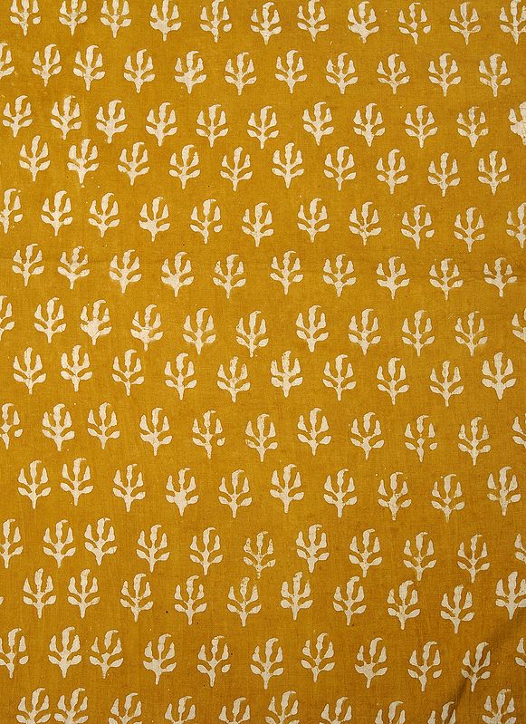 Mustard Bagdoo Block-Printed Fabric from Jodhpur