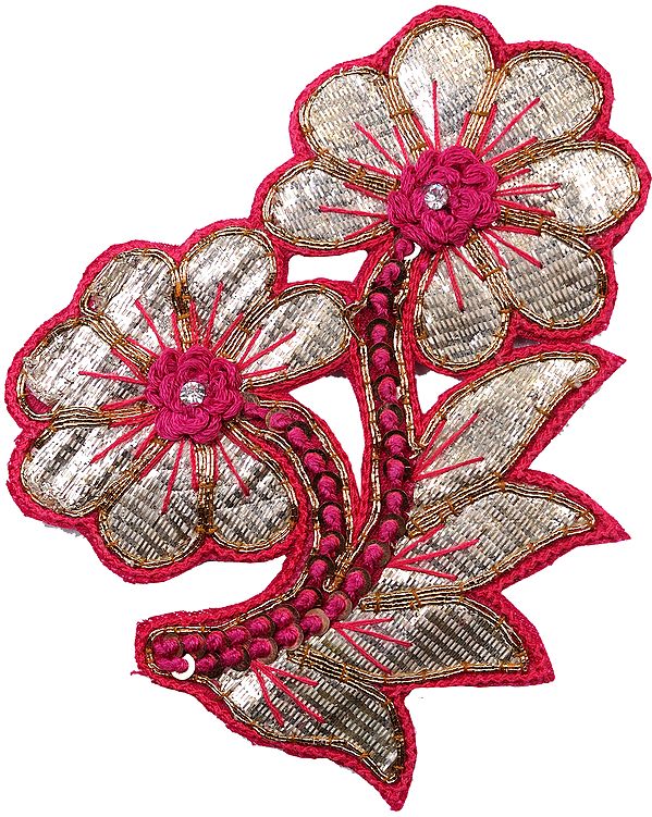 Floral Patch with Stone Work and Embroidery