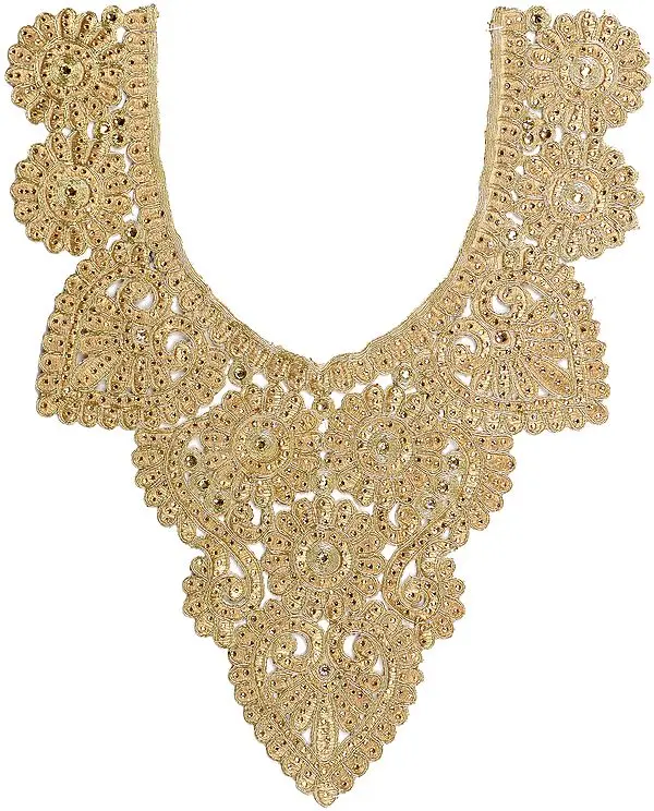 Golden Embroidered Patch with Crystals