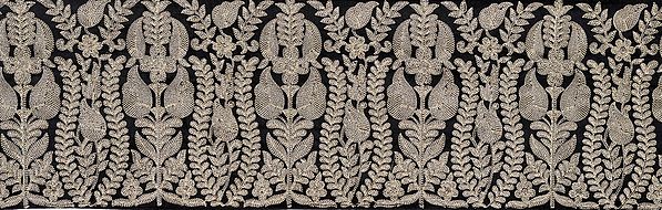 Wide Black Border with Floral Aari Embroidery