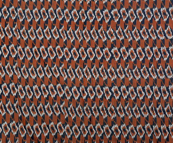 Gray and Brown Handloom Fabric from Pochampally with Ikat Weave