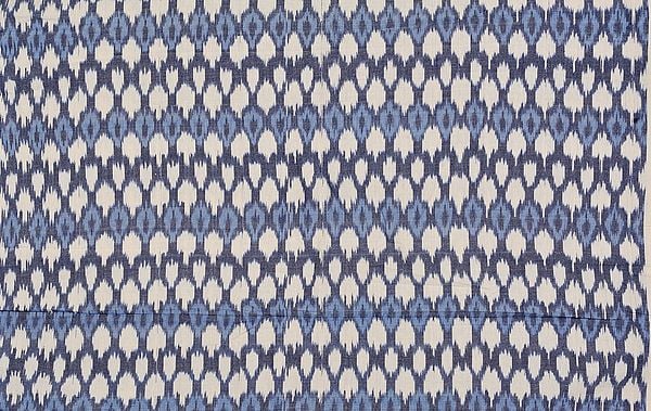 Blue and Ivory Handloom Fabric from Pochampally with Ikat Weave
