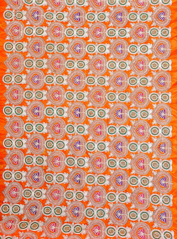 Zardozi Costume Fabric with Sequins Work and Metallic Thread Embroidery by Hand