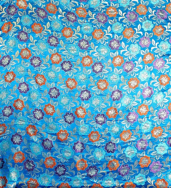 Brocaded Fabric with Woven Flowers