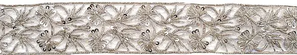 Cutwork Zardozi Floral Border Embroidered by Hand
