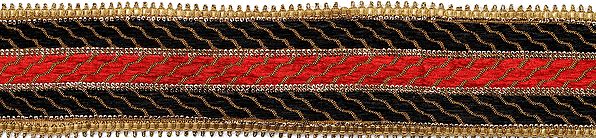 Black and Red Fabric Border with Gota and Sequins