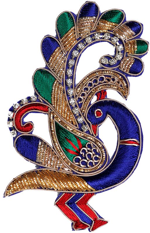 Peacock Patch with Aari Embroidery and Stone Work