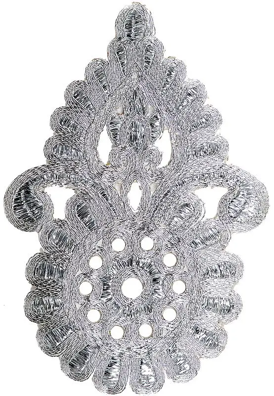 Silver Floral Patch with Metallic Threadwork