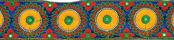 Wide Fabic Border with Embroidered Chakras and Mirrors