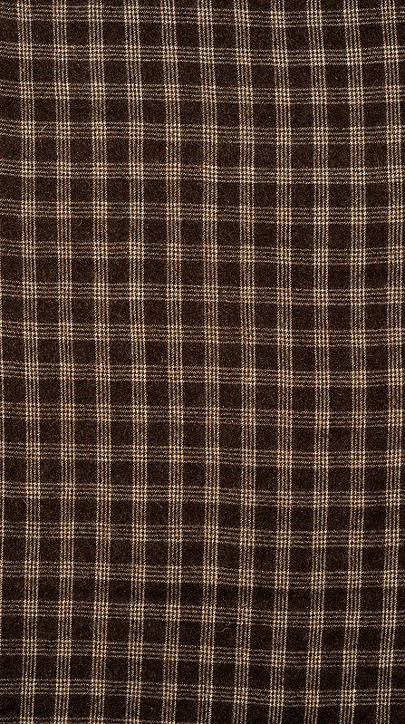 Bracken-Colored Tweed Fabric from Kullu with Woven Checks