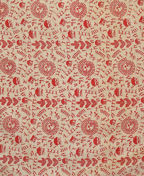 Warli Printed Fabric from Jharkhand with Village life