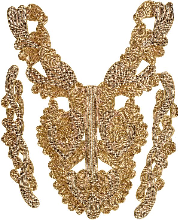 Golden Cut-Work Neck Patch with Beadwork