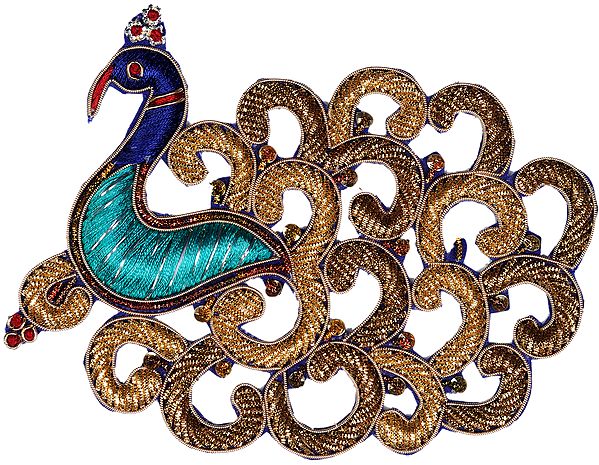 Multi-Color Peacock Patch with Zardori Embroidery