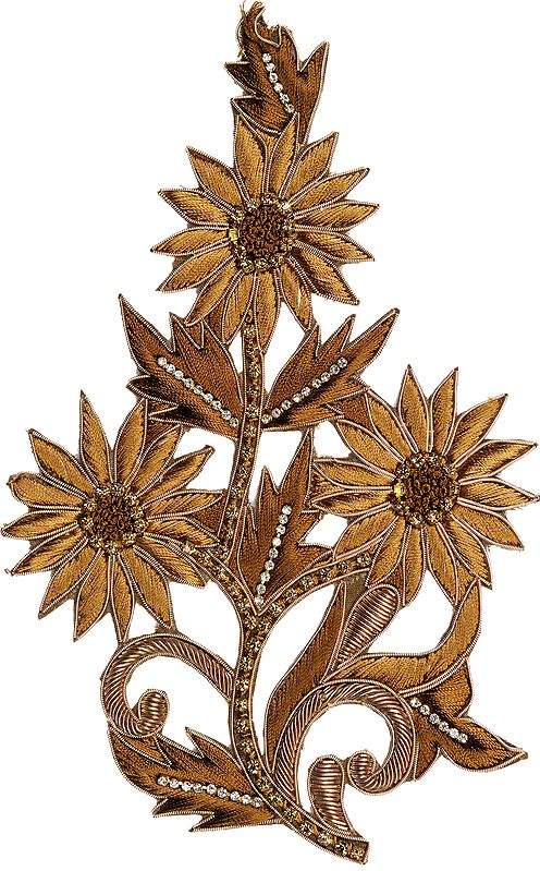 Sun-Flower Patch with Aari Embroidery and Stone Work