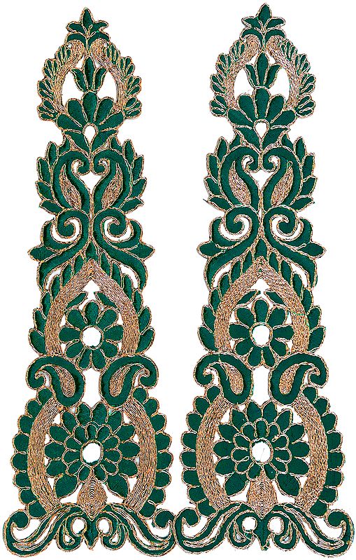 Pair of Floral Embroidered Patches with Cut-work