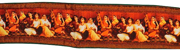 Raja Ravi Varma Fabric Border with Digital-Printed Women Musicians