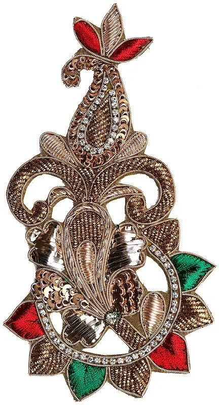 Golden Zardozi Patch with Thread-Work