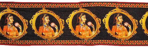 Phantom-Black Fabric Border with Digital-Printed Ladies