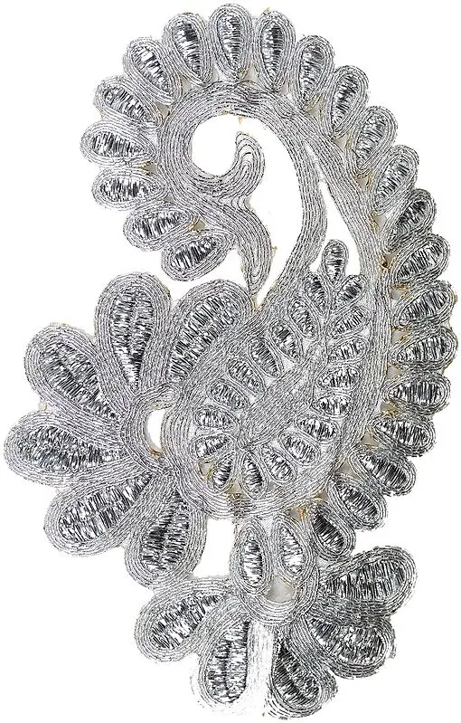 Silver Paisleys Floral Patch with Cut-work