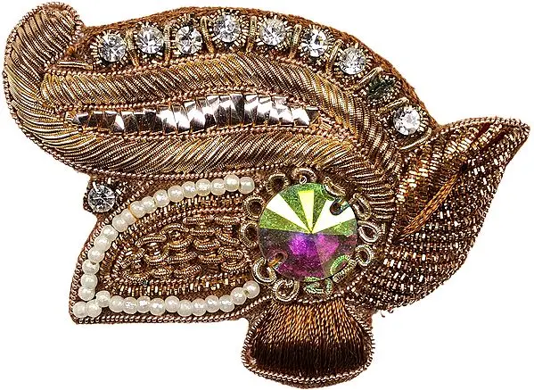 Golden Zardozi Patch with Bead-work