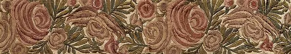 Cream Fabric Border with Embroidered Roses