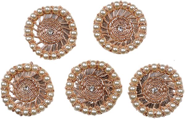 Small Zardozi Circular Patch with Faux Pearls