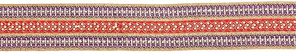Zari-Embroidered Fabric Border with Crystals and Beads