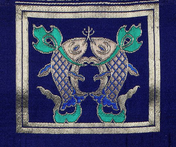 Astral-Aura Auspicious Handloom Buddhist Fish Patch from Banaras