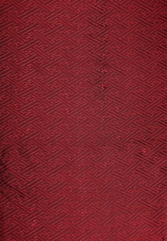 Red Dahlia Handloom Fabric from Banaras with Woven Swastikas
