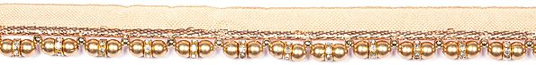 Pale-Gold Ribbon Border with Pearls and Crystals