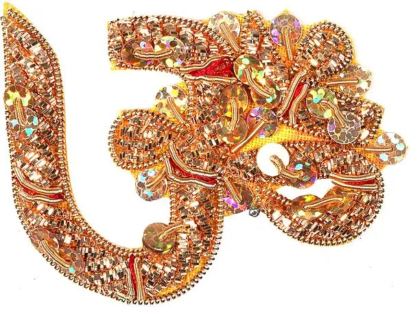 Golden Om (AUM) Patch with Sequins and Zardozi Work