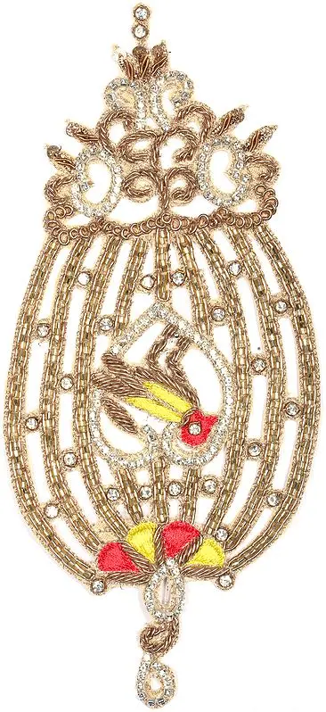 Zardosi Bird Cage Patch with Embellished Crystals