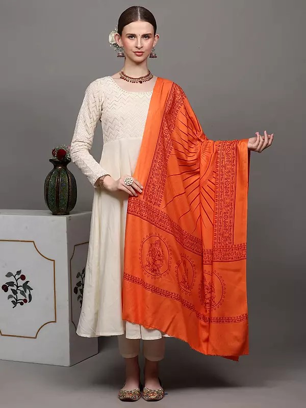 Lord Ganapati Printed Prayer Shawl | Hand Crafted Religious Clothes