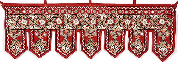 Hand-Embroidered Paako Toran from Kutch with Mirrors