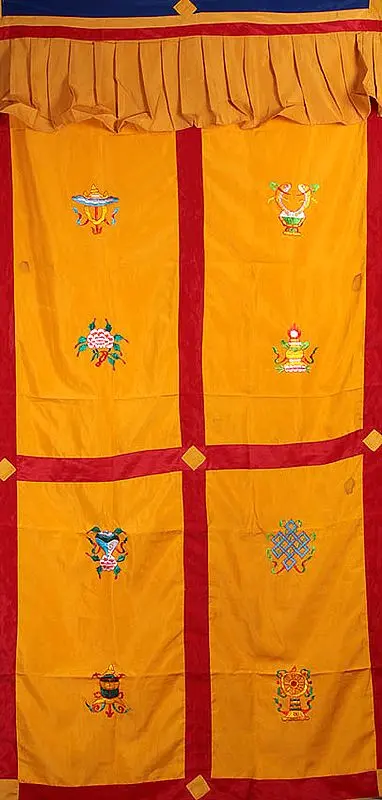 Tibetan Buddhist Ashtamangala  Altar Curtain