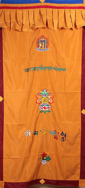 Embroidered Ashtamangala Altar Curtain