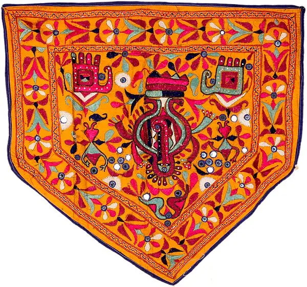 Mustard Embroidered Toran for the Doorstep with Mirrors