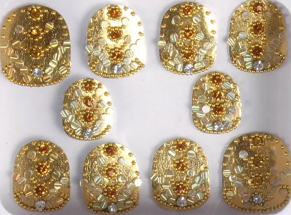 Golden Nail Bindis
