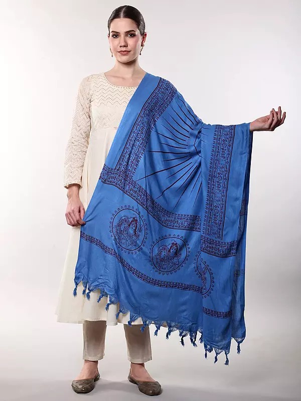 Hindu Prayer Shawl with Printed Dancing Shiva