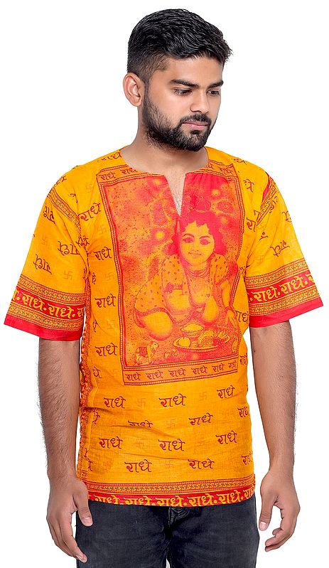 Radhey Radhey Kurta Top with Printed Little Krishna
