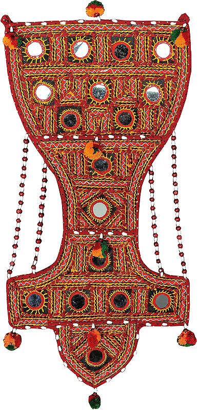 Auspicious Toran for the Doorstep with Embroidered Mirrors from Kutch