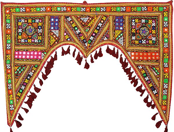 Multicolor Toran for the Doorstep from Kutch with Embroidered Mirrors