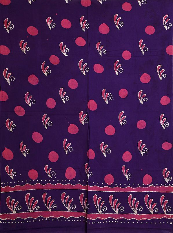Royal-Purple Batik Dyed Curtain with Printed Bootis